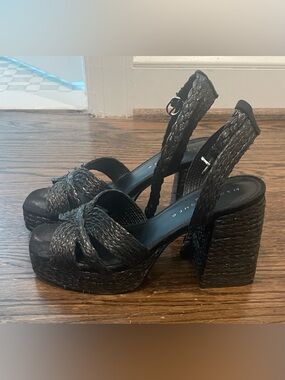 Marc Fisher Braided Slingback Platform Heels - Black